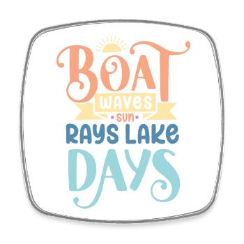Bateau Vagues Soleil Rayons Lac Jours - Magnet carré - blanc - Devant