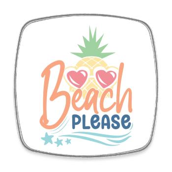 Strand bitte - Viereckiger Kühlschrankmagnet - Weiß - Vorne