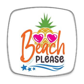 Strand bitte - Viereckiger Kühlschrankmagnet - Weiß - Vorne