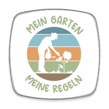 mein garten meine regeln lustige Sprüche Gärtner - Viereckiger Kühlschrankmagnet - Weiß - Vorne