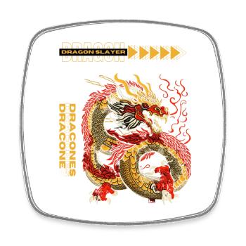 Dragon Slayer - Square fridge magnet - white - Front