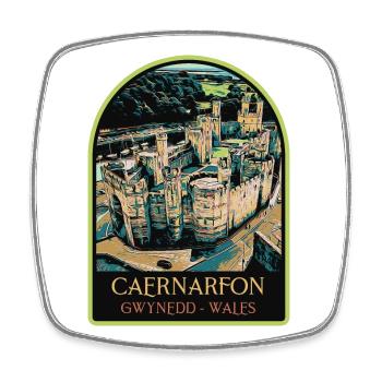 Illustration Caernarfon Castle, Wales, Vereinigtes Königreich - Viereckiger Kühlschrankmagnet - Weiß - Vorne