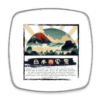 Nihon no Fukei - Landscapes of Japan - Square fridge magnet - white - Front