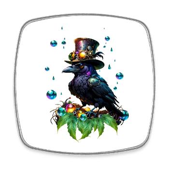 Fantastic Steampunk Raven - Square fridge magnet - white - Front