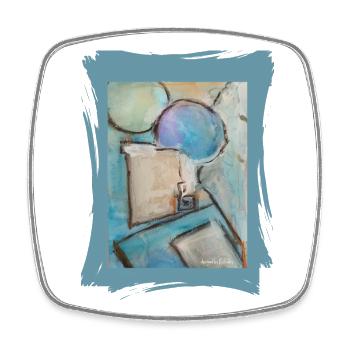 Aquarelle abstraite avec des ballons - Magnet carré - blanc - Devant