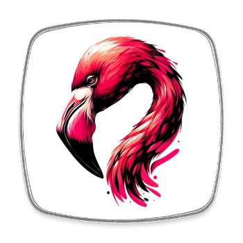 Flamant - Magnet carré - blanc - Devant