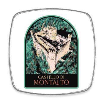 Illustration Schloss Montalto, Piemont, Italien - Viereckiger Kühlschrankmagnet - Weiß - Vorne
