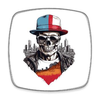 Totenkopf - Viereckiger Kühlschrankmagnet - Weiß - Vorne