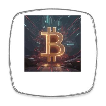 Futuristische Bitcoin-Energie - Viereckiger Kühlschrankmagnet - Weiß - Vorne