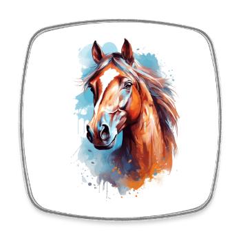 Conception du cheval Aqaurell - Magnet carré - blanc - Devant