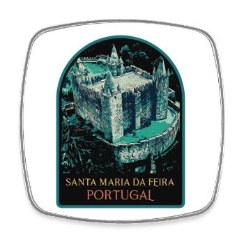 Mittelalterliche Burg Santa Maria da Feira - Viereckiger Kühlschrankmagnet - Weiß - Vorne