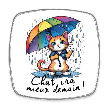 Der Katze wird es morgen besser gehen - Viereckiger Kühlschrankmagnet - Weiß - Vorne