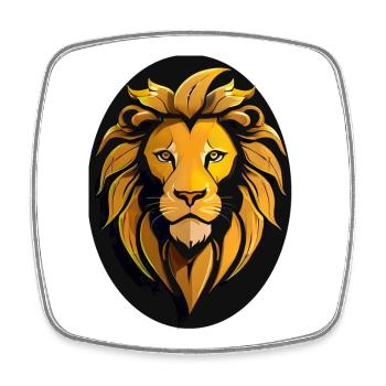 Lion - Magnet carré - blanc - Devant