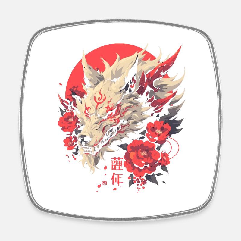 Chinesischer Weißer Drache - Viereckiger Kühlschrankmagnet - Weiß