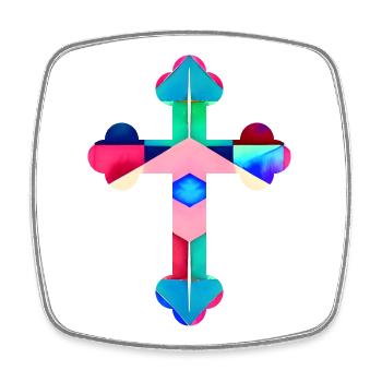 Buntes Kreuz T-Shirt Kreuz cross cruz croix - Viereckiger Kühlschrankmagnet - Weiß - Vorne