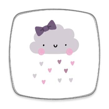 Love Cloud - Hearts - Rain - Square fridge magnet - white - Front