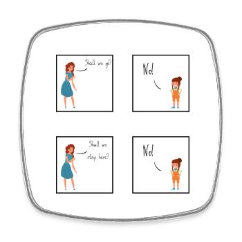 Non | Enfant | Drôle | Enfant en bas âge | Enfance - Magnet carré - blanc - Devant