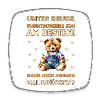 Squeeze Me Teddy - Watercolor Design - Square fridge magnet - white - Front