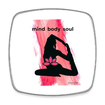Silhueta Yoga with Lotus Flower - Square fridge magnet - white - Front