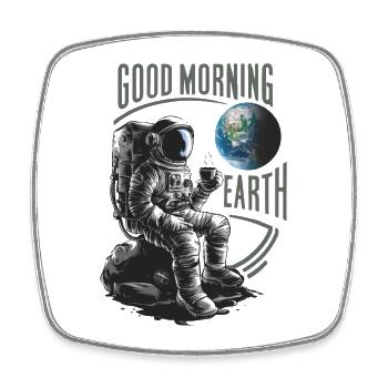 Bonjour astronaute de la Terre - Magnet carré - blanc - Devant