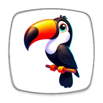 Toucan - Magnet carré - blanc - Devant