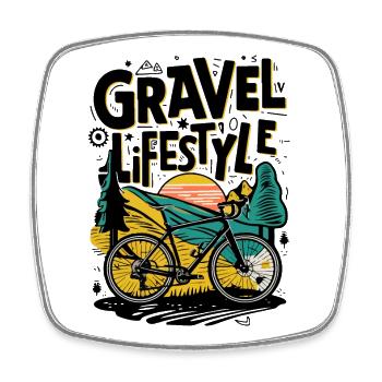 Gravel Lifestyle Cycling Illustration - Square fridge magnet - white - Front