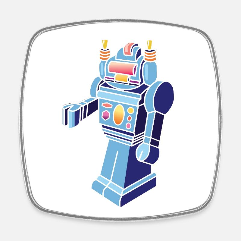 Robot rétro - Magnet carré - blanc