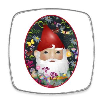 Magical Cute Garden Gnome Flowers Garden - Square fridge magnet - white - Front