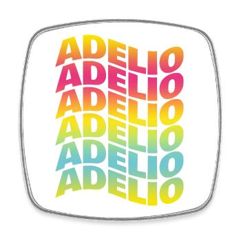 t-shirt Adelio text wave effect wave text - Square fridge magnet - white - Front