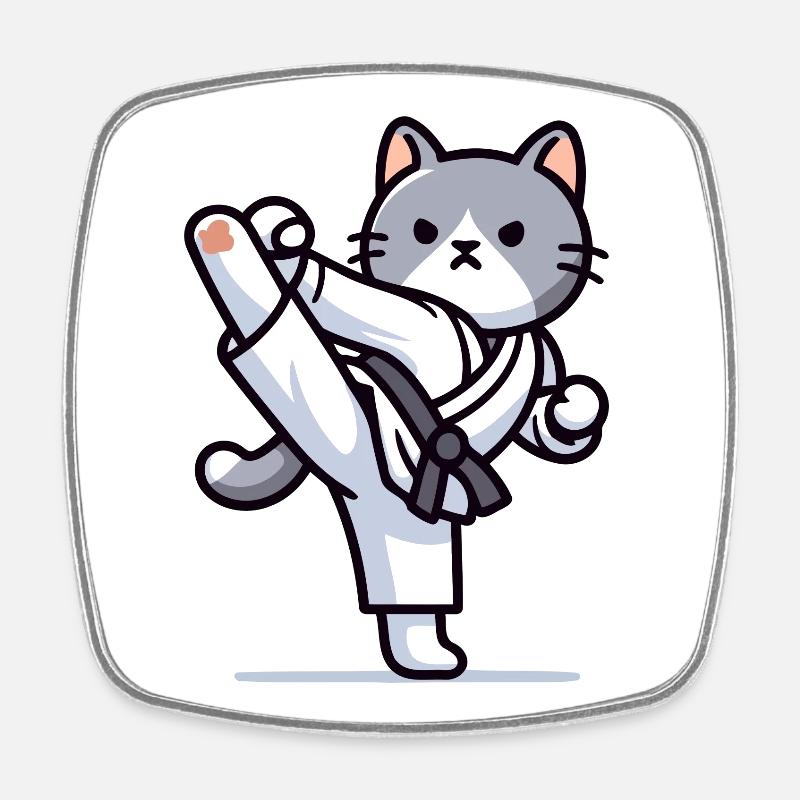 Karaté Kitty : le combattant félin - Magnet carré - blanc