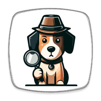 Mystery Hound: The Case of the Curious Canine - Square fridge magnet - white - Front