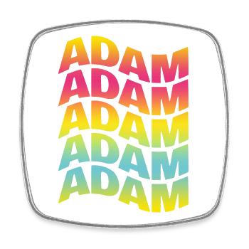 t-shirt Adam text wavy text effect - Square fridge magnet - white - Front