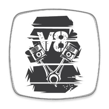 Rétro V8 Voiture Musclecars Moteur Vintage Icon Logo - Magnet carré - blanc - Devant