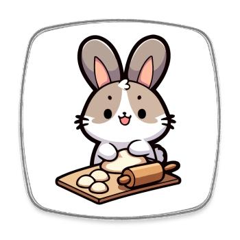 Bunny Baker: Der Teig-Delighter - Viereckiger Kühlschrankmagnet - Weiß - Vorne