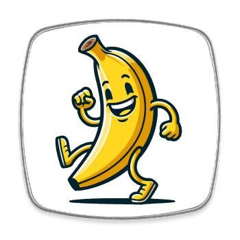 Banana Dash: The Speedy Snack - Square fridge magnet - white - Front