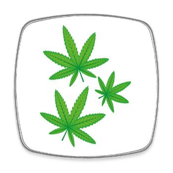 Feuilles de cannabis vertes - Magnet carré - blanc - Devant