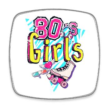 80s Girls Neon Roller Vibe - Square fridge magnet - white - Front