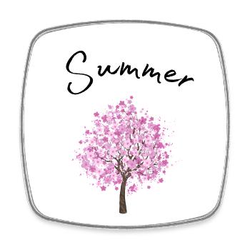 Summer | Summer | Tree | Blossoms | Sunshine - Square fridge magnet - white - Front