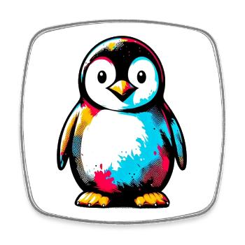 Pinguin - Viereckiger Kühlschrankmagnet - Weiß - Vorne