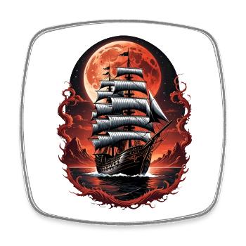 Piraten Schiff Blutmond Gothic Fantasy Design - Viereckiger Kühlschrankmagnet - Weiß - Vorne