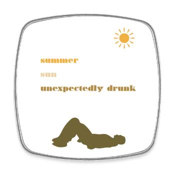 Summer | Sun | Beverage accident | Funny | Alcohol - Square fridge magnet - white - Front