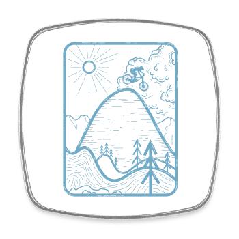 Sonnenaufgang über Berggipfel T-Shirt Design - Viereckiger Kühlschrankmagnet - Weiß - Vorne