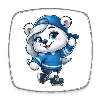Ours Ours Polaire Fille Patinage Sur Glace Patinage Sur Glace - Magnet carré - blanc - Devant