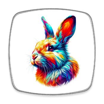 Rabbit - Square fridge magnet - white - Front