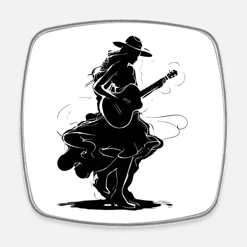 Guitariste - Magnet carré - blanc