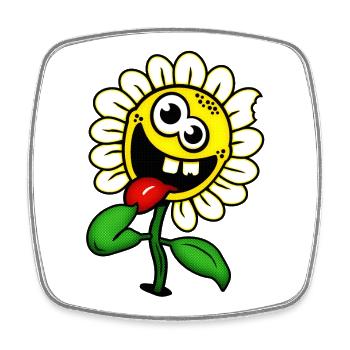 Drôle de fleur heureuse / fleur folle - Magnet carré - blanc - Devant