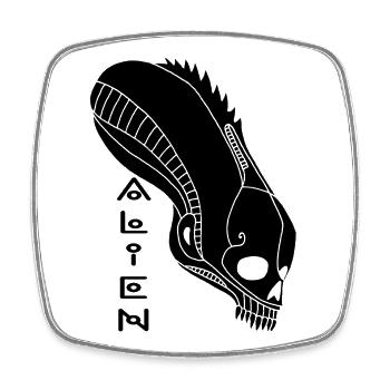 Black Alien Skull - Square fridge magnet - white - Front