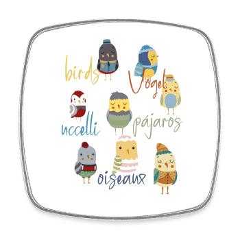 Illustration pour enfants d’oiseaux en dessin animé - Magnet carré - blanc - Devant