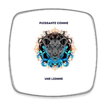 comme une lionne avec texte - Magnet carré - blanc - Devant