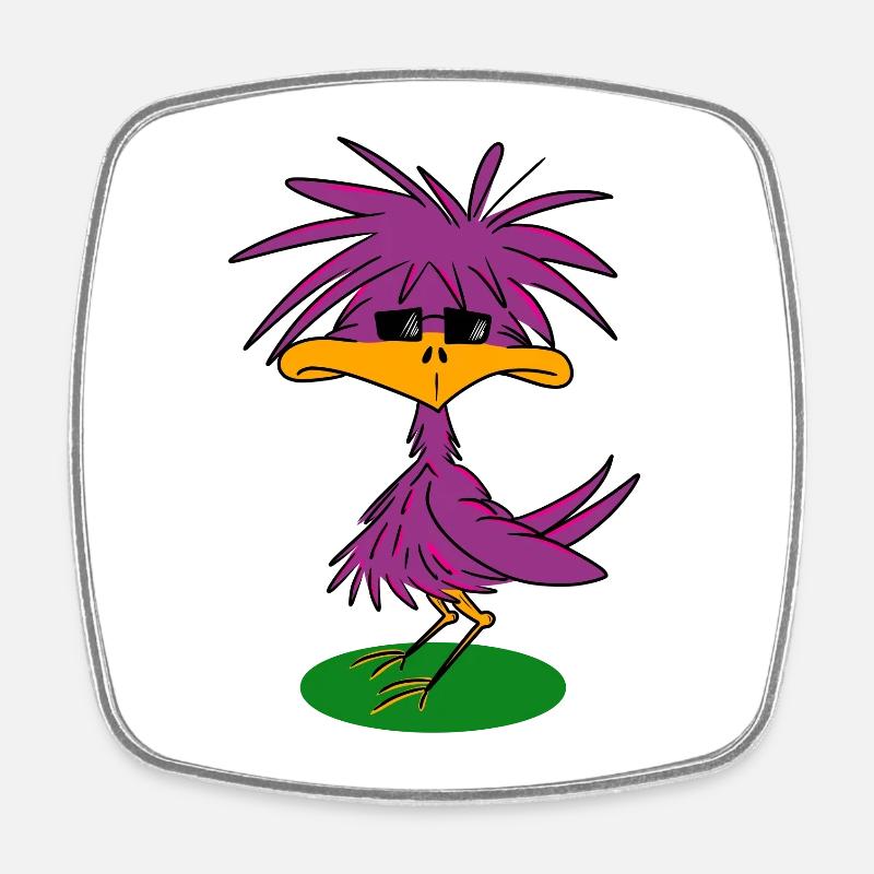 Funky Vogel - Viereckiger Kühlschrankmagnet - Weiß